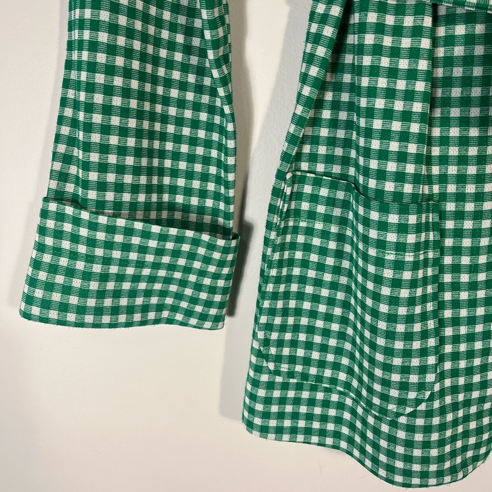 RARE Vintage Green Gingham Belted Tie Waist Blazer Handmade Small - Picture 4 of 11